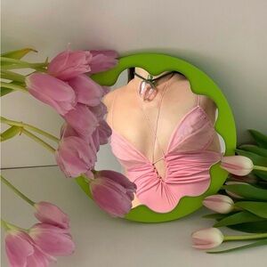 SOLD Lisa Says Gah x Bougie Woogie Design Petite Fleur Green Flower Mirror